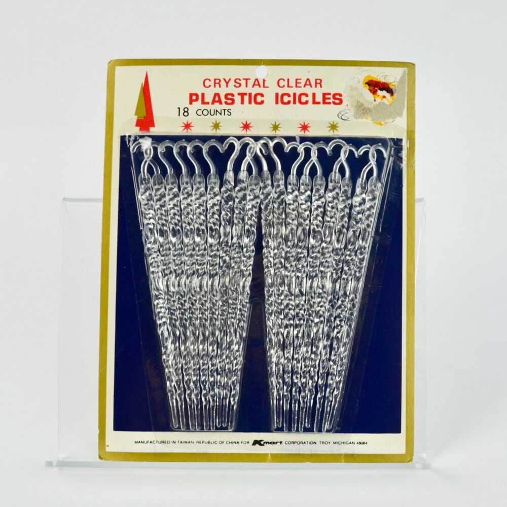 Kmart Vintage Crystal Clear Plastic Icicles 18 Count Vintage NOS New